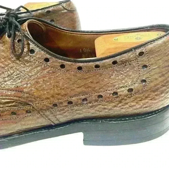 VTG Allen Edmonds Nassau Brown Sharkskin Mens Wingtip Brogue Oxford Sz 10.5/44.5 - Picture 7 of 16